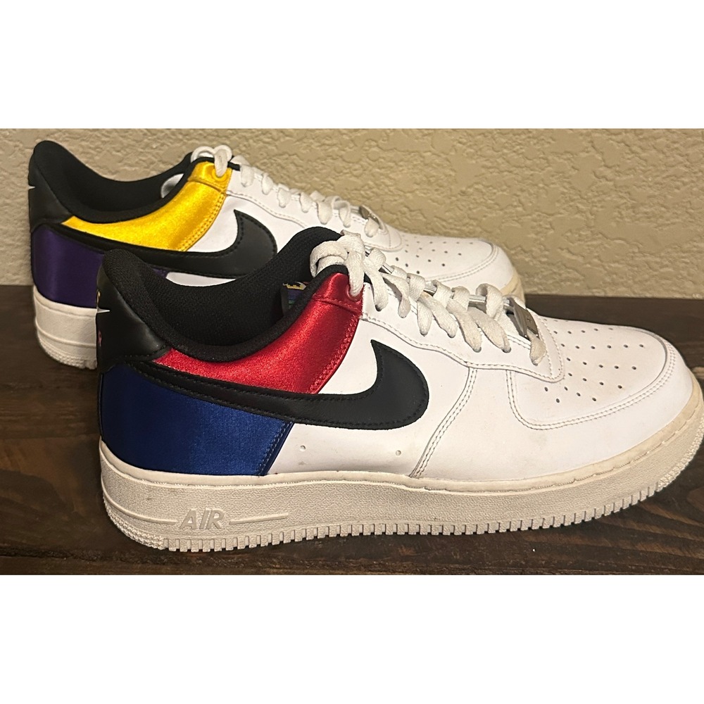 Nike Air Force 1 Low Multi-Color Satin White Mens CW7010-100 Size 9.5 colorful